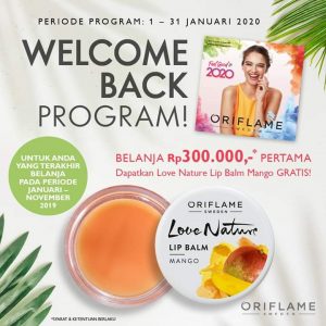 Hadiah Welcome Back Program Oriflame di Bulan Januari 2020