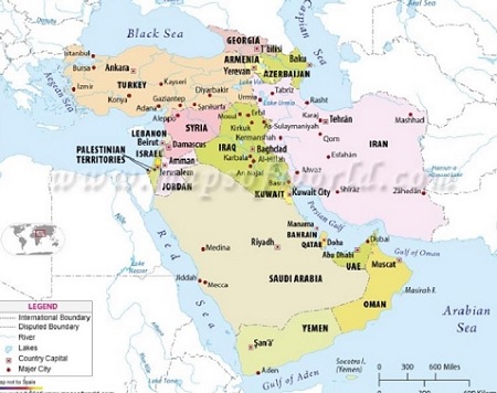 Negara di Asia Barat, Timur Tengah dan Ibu Kotanya