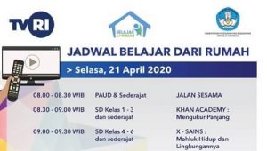 Streaming Belajar Dari Rumah di TVRI Hari Selasa 21 April 2020