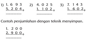 Kunci Jawaban penjumlahan dengan teknik menyimpan