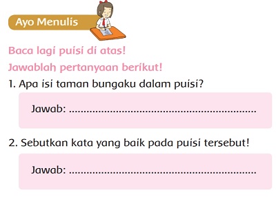 Sebutkan Kata yang Baik Pada Puisi Taman Bungaku Tersebut Halaman 40 Kelas 2 SD