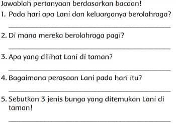 Bagaimana Perasaan Lani Pada Hari Itu Sebutkan 3 Jenis Bunga di Taman