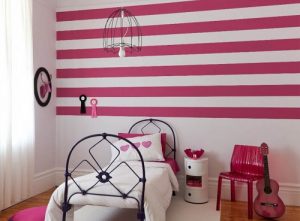 6+ Cat Kamar Garis-Garis Pink, Biru dan Putih Kombinasi Warna