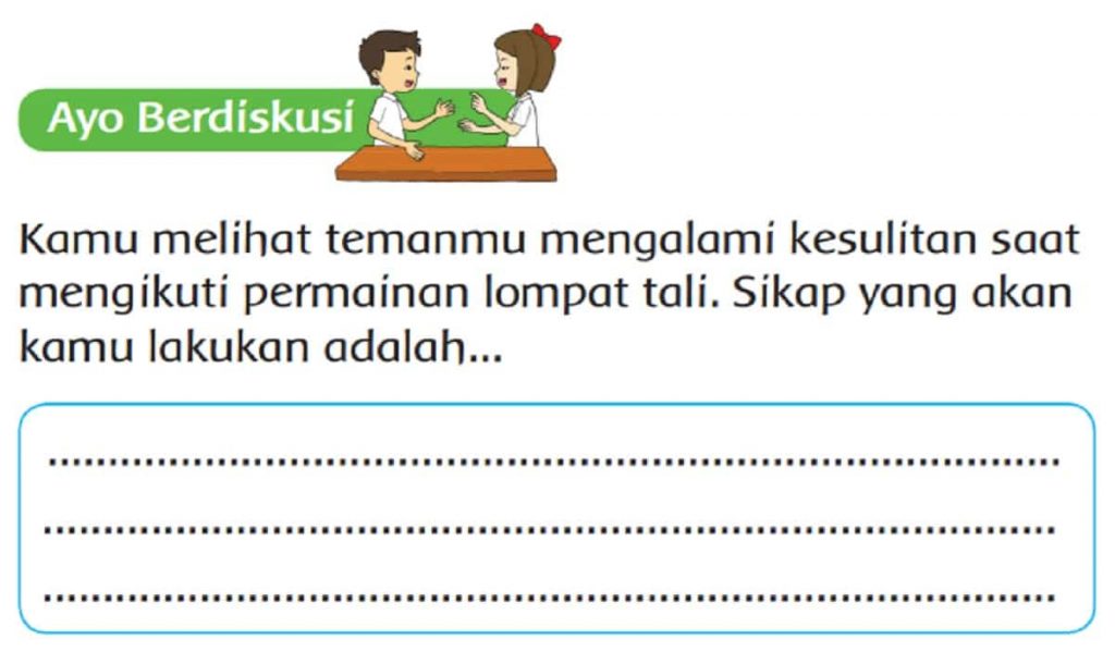 Temanmu Mengalami Kesulitan Saat Mengikuti Permainan Lompat Tali, Sikap yang Kamu Lakukan