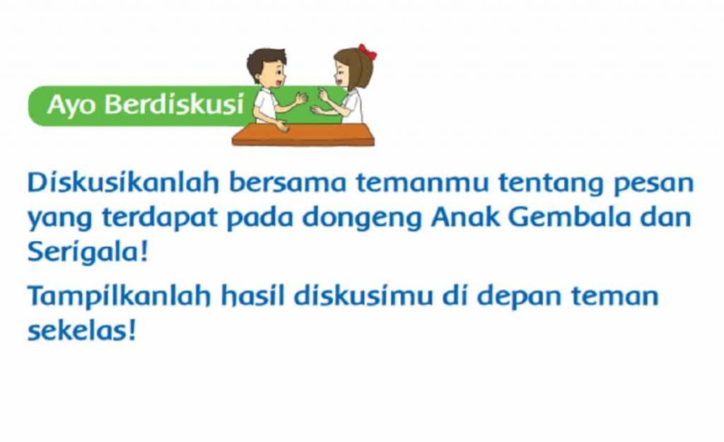 Diskusikanlah Pesan yang Terdapat Pada Dongeng Anak Gembala dan Srigala Kelas 3 Halaman 85