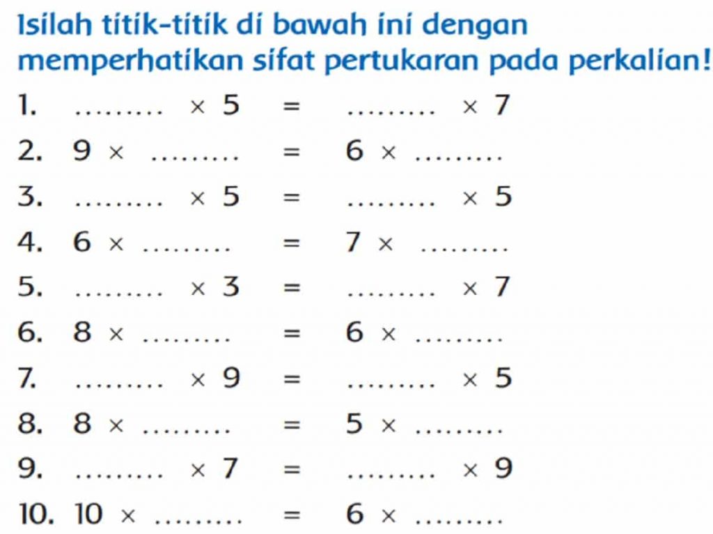 Isilah Titik-Titik Di Bawah Ini dengan Memperhatikan Sifat Pertukaran Pada Perkalian! Kelas 3 Halaman 94