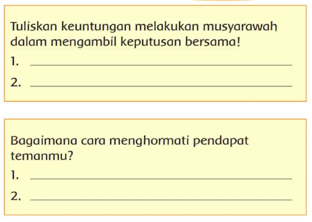 Tuliskan Keuntungan Melakukan Musyawarah dalam Mengambil Keputusan Bersama Halaman 51 Kelas 3