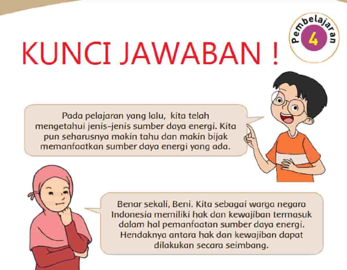 Kunci Jawaban Tema 9 Kelas 4 Halaman 22 23 25 26 27 Subtema 1 Kekayaan Sumber Energi di Indonesia Pembelajaran 4