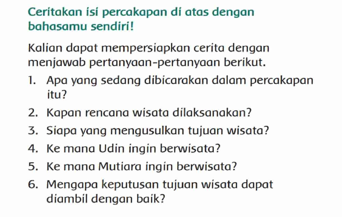 Kemana Udin dan Mutiara Ingin Berwisata Tema 1 Kelas 2 Halaman 41