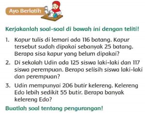 Kapur Tulis Di Lemari Ada 116 Batang, Kapur Tersebut Sudah Dipakai Sebanyak 25 Batang