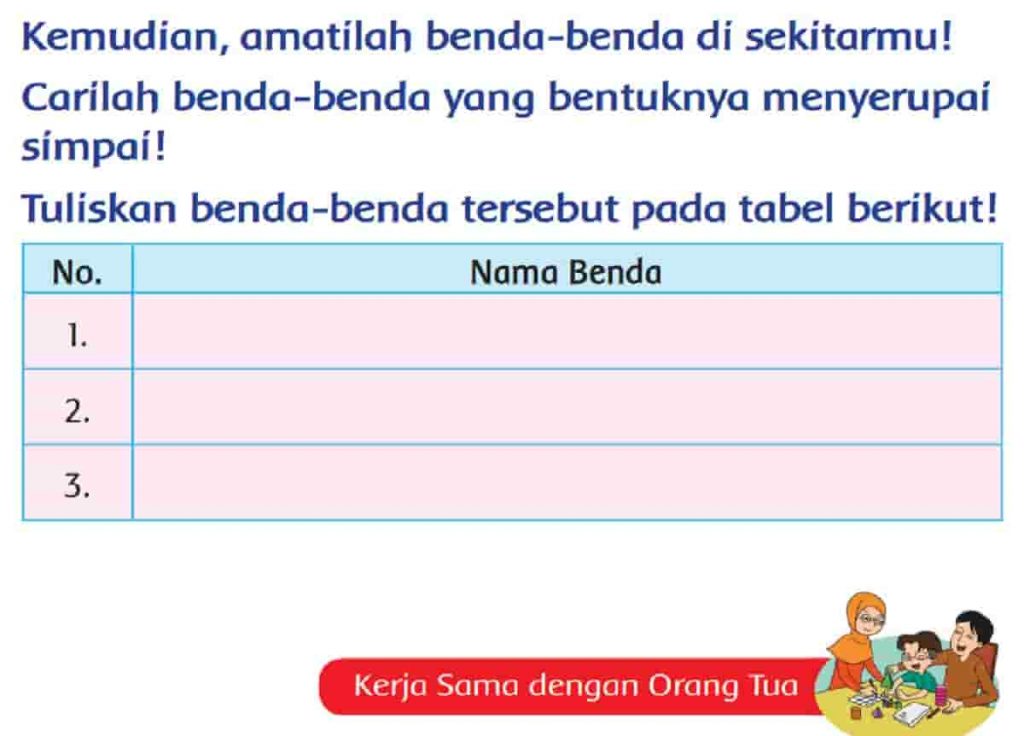 Carilah Benda-Benda yang Berbentuk Menyerupai Simpai Tuliskan Pada Tabel Berikut