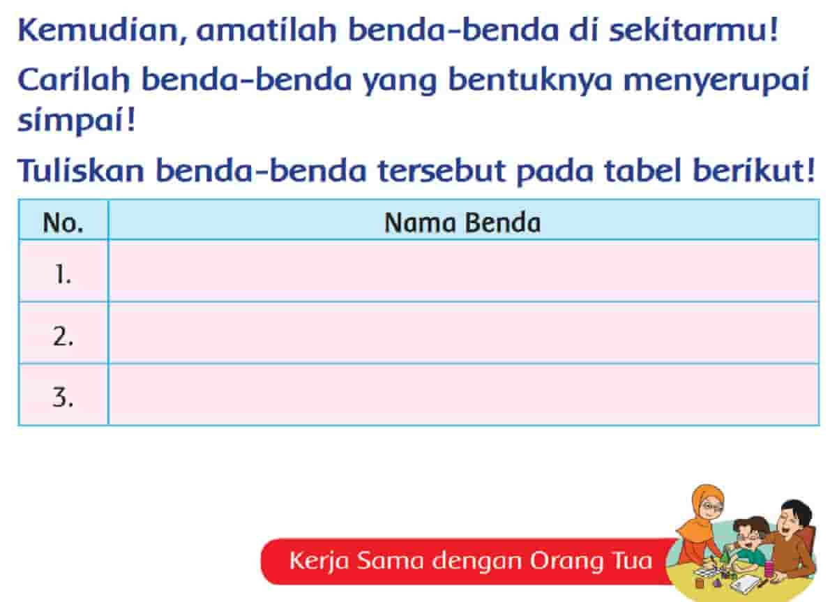 Carilah Benda-Benda yang Berbentuk Menyerupai Simpai Tuliskan Pada Tabel Berikut