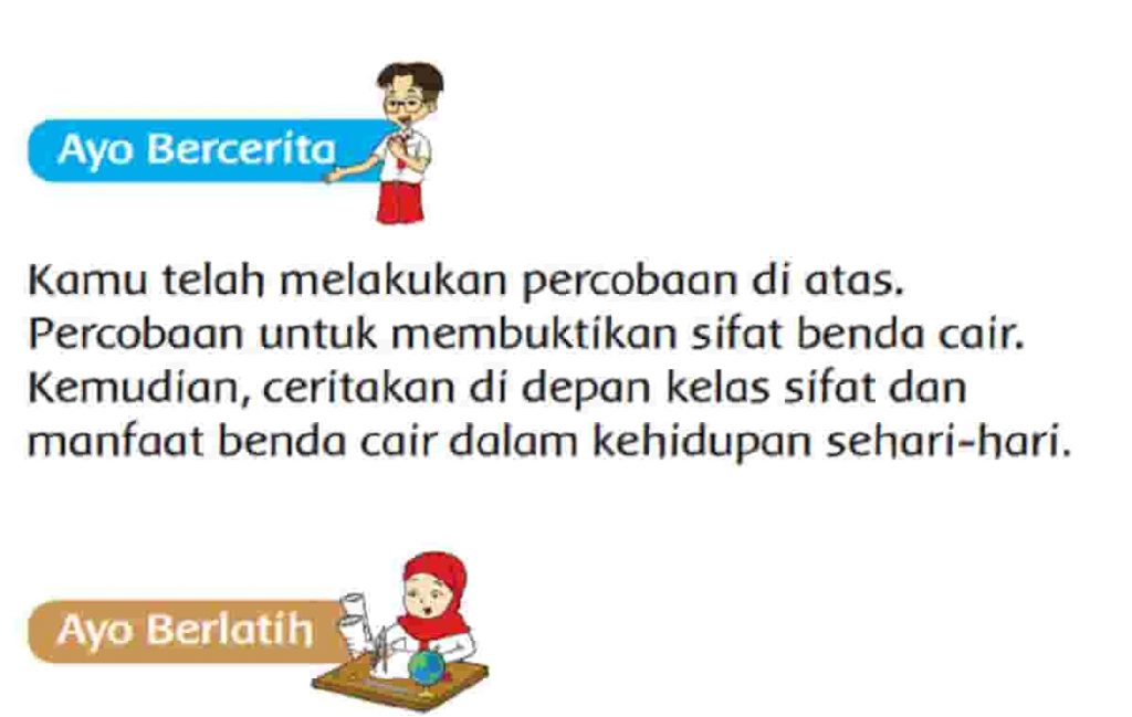 Ceritakan Di Depan Kelas Sifat dan Manfaat Benda Cair Dalam Kehidupan Sehari-Hari Kelas 3 Halaman 90