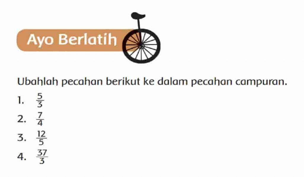 Ubahlah Pecahan Berikut Ke dalam Pecahan Campuran 5/3 Halaman 110 Kelas 4 SD