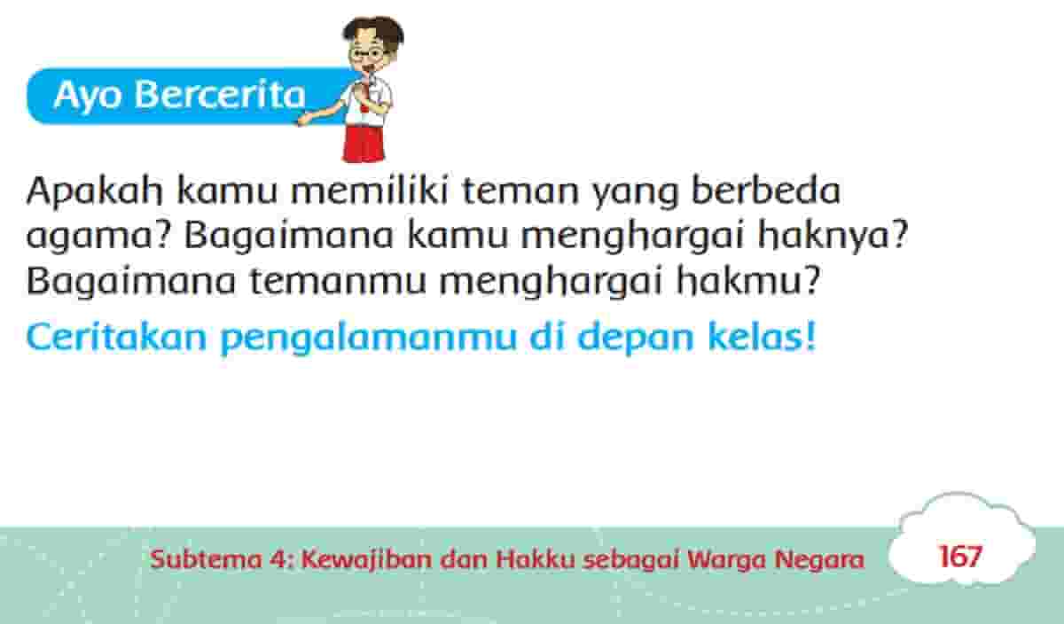 Apakah Kamu Memiliki Teman yang Berbeda Agama Bagaimana Kamu Menghargai Haknya Kelas 3 Halaman 167