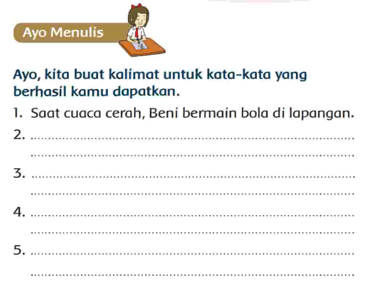 Saat Cuaca Cerah, Beni Bermain Bola Di Lapangan Halaman 33 Tema 5 Kelas 3 SD