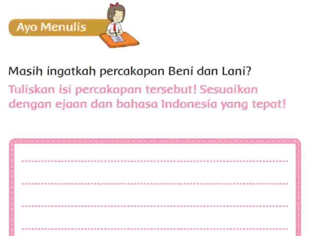 Masih Ingatkah Percakapan Beni dan Lani Tuliskan Isi Percakapan Tersebut Halaman 128 Kelas 2 SD