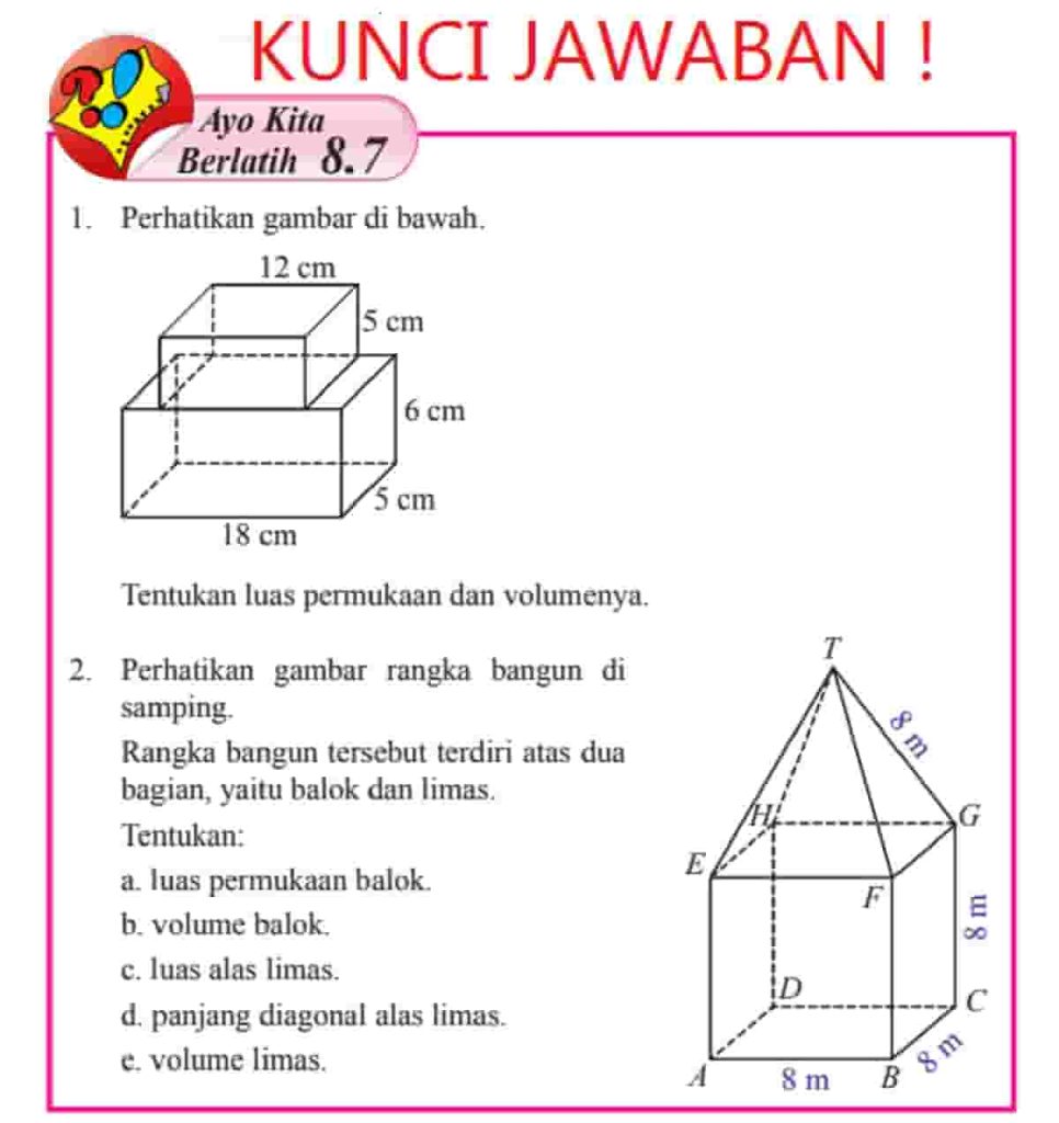 Perhatikan Gambar di Bawah Tentukan Luas Permukaan dan Volumenya 12cm 5cm 6cm 5cm 18cm