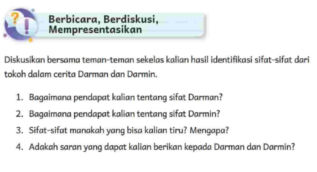 Adakah Saran yang Dapat Kalian Berikan Kepada Darman dan Darmin Bahasa Indonesia Kelas 5