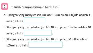 Bilangan yang Menyatakan Jumlah 10 Kumpulan 100 Juta Adalah 1 Miliar Ditulis