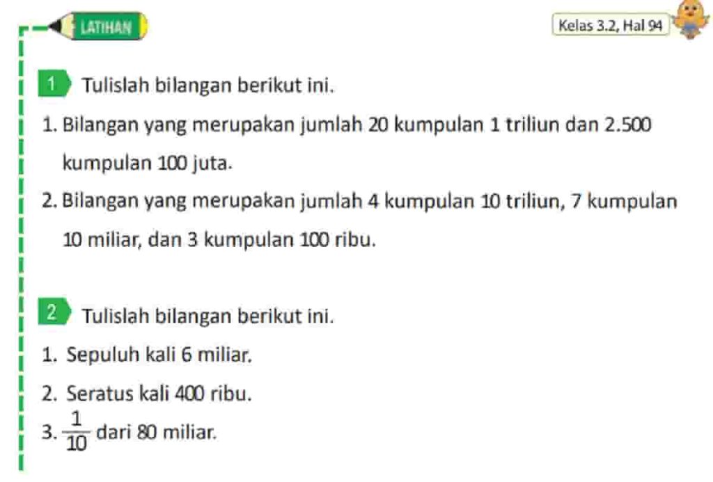 Bilangan yang Merupakan Jumlah 20 Kumpulan 1 Triliun dan 2.500 Kumpulan 100 Juta Matematika Kelas 4 Halaman 16