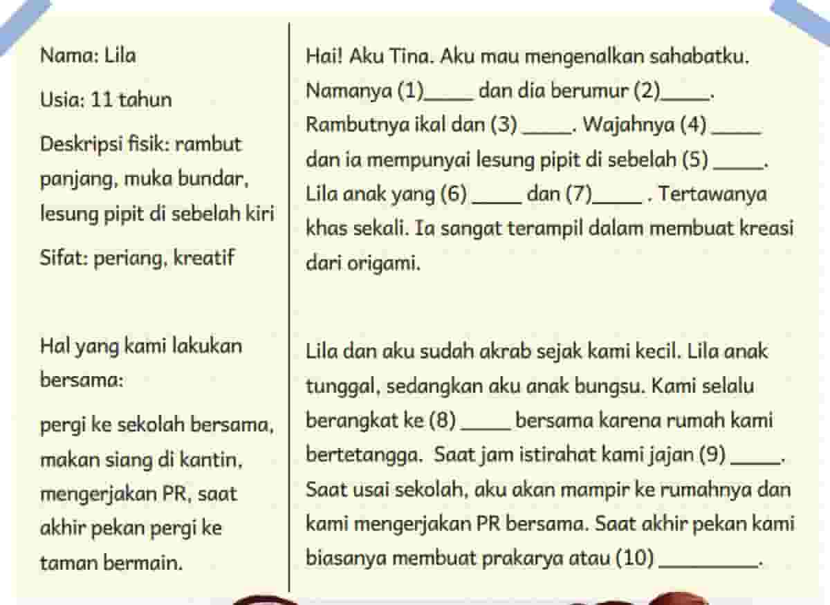 Kunci Jawaban Bahasa Indonesia Kelas 5 Halaman 22 Kurikulum Merdeka Isilah Titik-Titik Untuk Melengkapi Tulisan Tina