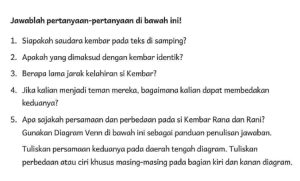 Kunci Jawaban Bahasa Indonesia Kelas 5 Halaman 5 Kurikulum Merdeka Siapakah Saudara Kembar Pada Teks Di Samping