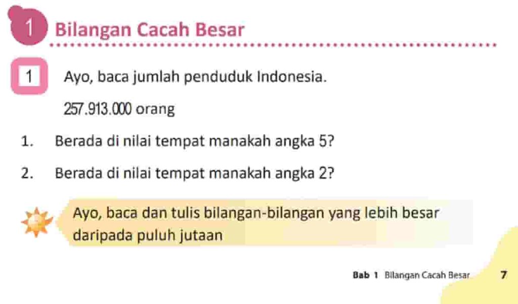 Kunci Jawaban Matematika Kelas 4 Volume 1 Halaman 7 Kurikulum Merdeka Berada Di Nilai Tempat Manakah Angka 5