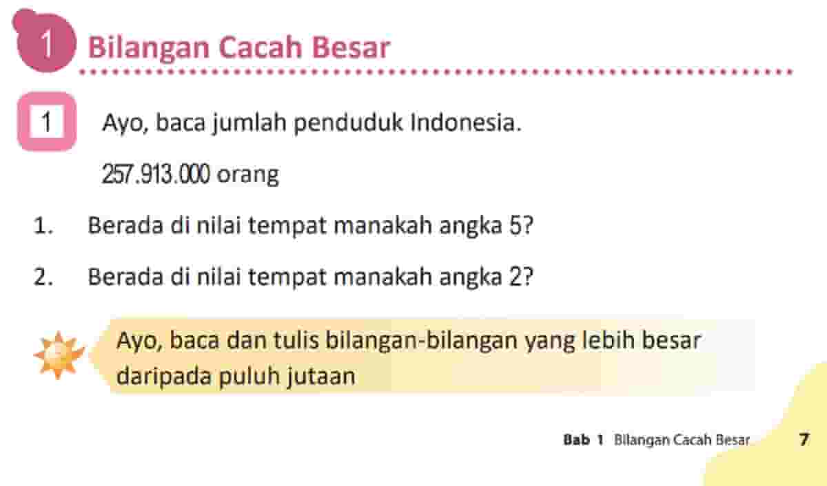 Kunci Jawaban Matematika Kelas 4 Halaman 7 Kurikulum Merdeka Berada Di Nilai Tempat Manakah Angka 5