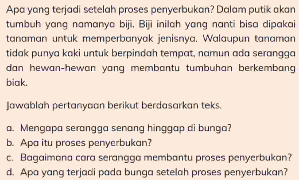 Mengapa Serangga Senang Hinggap Di Bunga Kunci Jawaban IPAS Kelas 4 Halaman 20