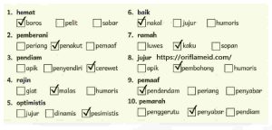 Pilihlah Antonim yang Tepat Untuk Kata-Kata Bercetak Tebal Hemat Pemberani Pendiam Bahasa Indonesia Kelas 5 Halaman 16