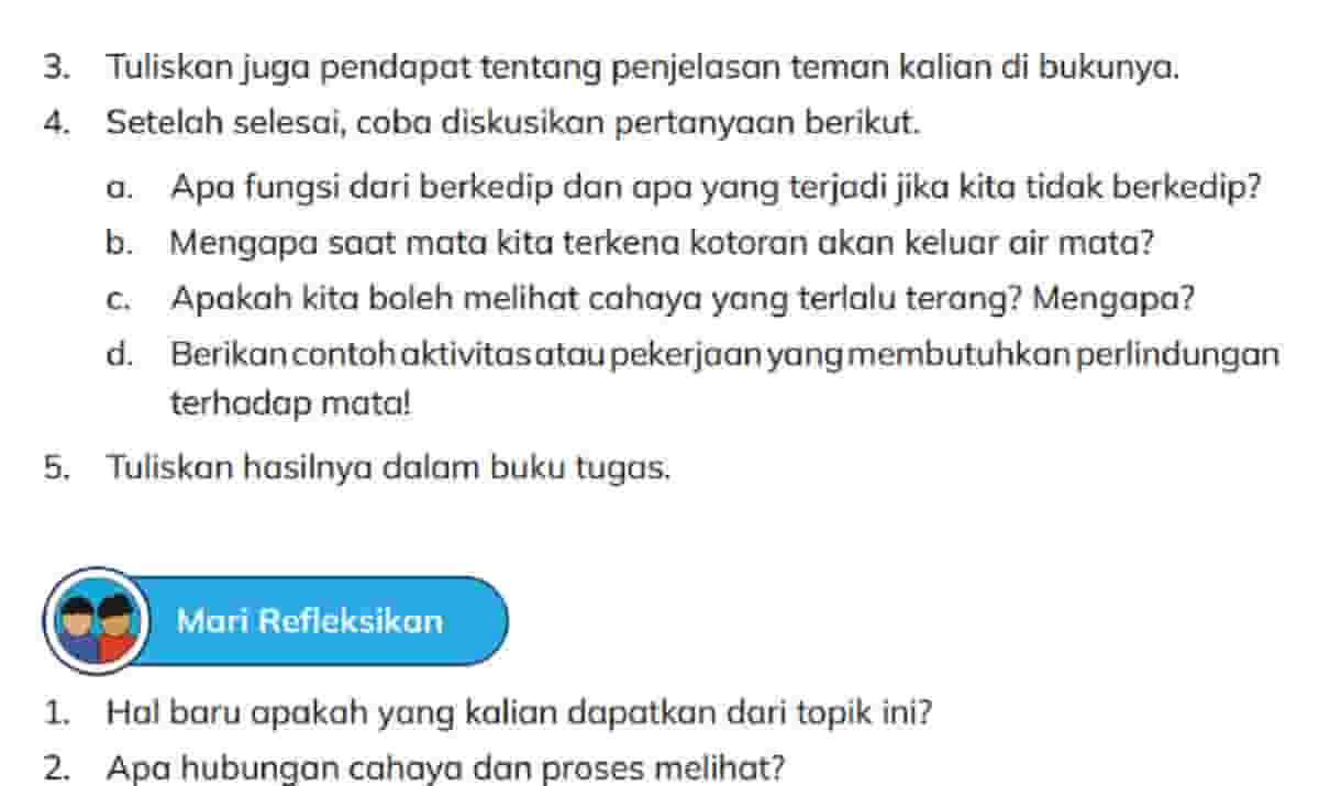 Apa Fungsi Dari Berkedip dan Apa yang Terjadi Jika Kita Tidak Berkedip IPAS Kelas 5 Halaman 16