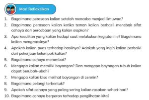 Apakah Sifat Cahaya yang Paling Sering Kalian Rasakan Sehari-Hari IPAS Kelas 5 Halaman 8