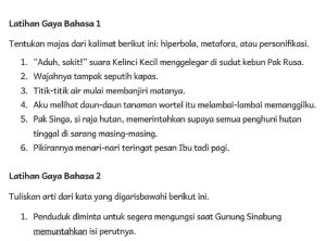 Kunci Jawaban Bahasa Indonesia Kelas 5 Halaman 33 Kurikulum Merdeka Latihan Gaya Bahasa 1 & 2