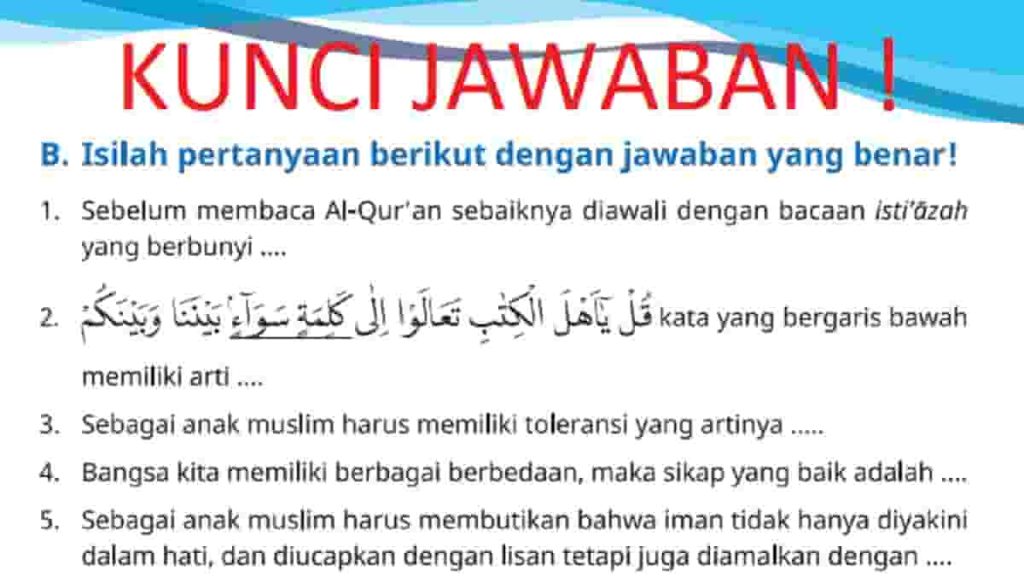 Jawaban PAI Halaman 155 Bab 6 Kelas 5 Kurikulum Merdeka Sebelum Membaca Al-Qur’an Sebaiknya Diawali