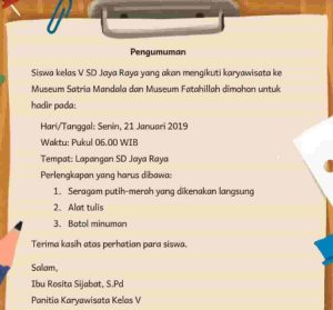 Jawaban Bahasa Indonesia Bab 6 Halaman 144 Kelas 5 Kurikulum Merdeka Siapa yang Menuliskan Pengumuman
