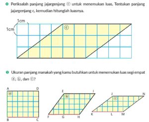 Ukuran Panjang Manakah yang Kamu Butuhkan Untuk Menemukan Luas Segi Empat A, B, dan C